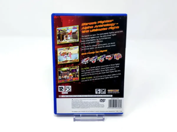 Parte trasera de Street Fighter Alpha Anthology (UK) para PlayStation 2, edición PAL UK