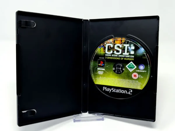 Interior del juego CSI: Las 3 Dimensiones del Asesinato (ESP) (Rebajado) para PlayStation 2 con disco y manual