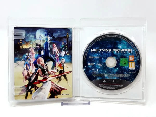 Interior del juego Lightning Returns: Final Fantasy XIII (ESP) para PlayStation 3 con disco y manual