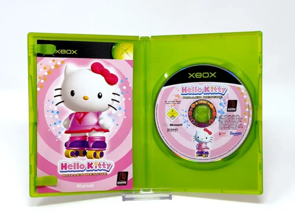 Interior del juego Hello Kitty: Roller Rescue (ESP) para XBOX con disco y manual