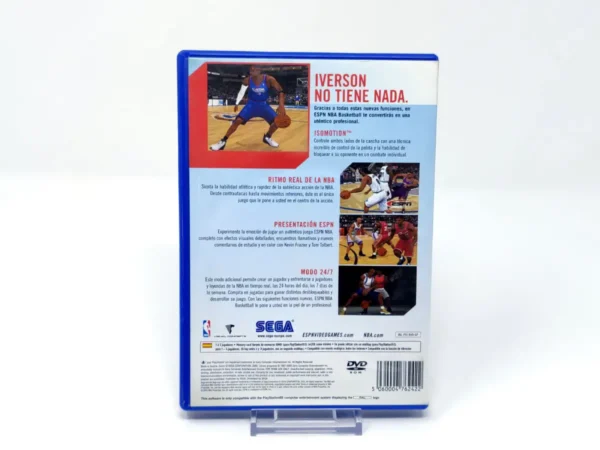 Parte trasera de ESPN NBA Basketball (ESP) para PlayStation 2, edición PAL España
