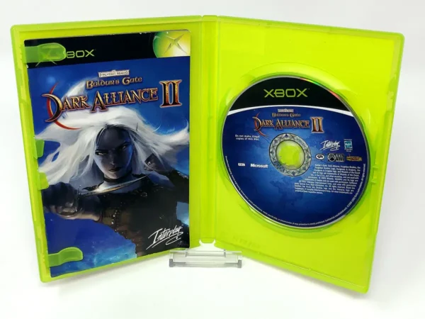 Interior del juego Baldur's Gate: Dark Alliance II (ESP) para XBOX con disco y manual