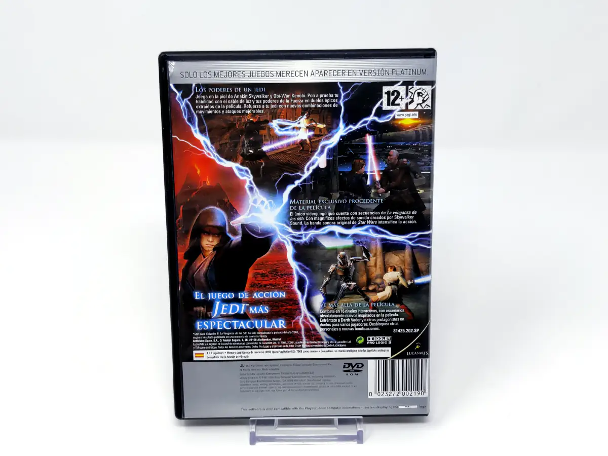 Parte trasera de Star Wars: Episodio III - La Venganza de los Sith (ESP) (Platinum) (Rebajado) para PlayStation 2, edición PAL España
