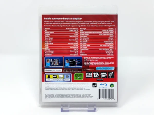 Parte trasera de SingStar (UK) para PlayStation 3, edición PAL UK