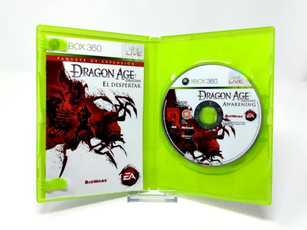 Interior del juego Dragon Age: Origins: El Despertar (ESP) para XBOX 360 con disco y manual