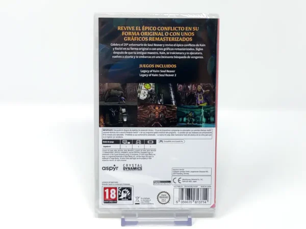 Parte trasera de Legacy of Kain: Soul Reaver 1 & 2 Remastered (ESP) (Precintado) para Nintendo Switch, edición PAL España