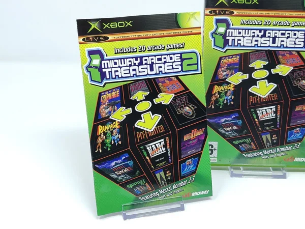 Interior del juego Midway Arcade Treasures 2 (ESP) para XBOX con disco y manual