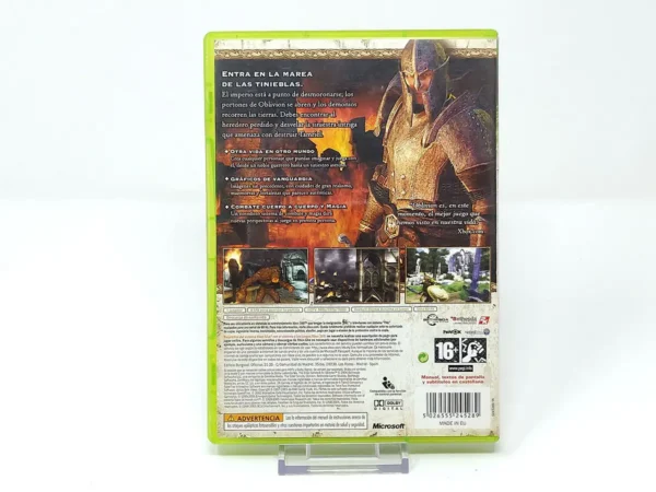 Parte trasera de The Elder Scrolls IV: Oblivion (ESP) para XBOX 360, edición PAL España