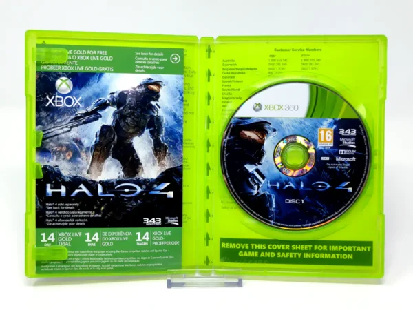 Interior del juego Halo 4 (UK) para XBOX 360 con disco y manual