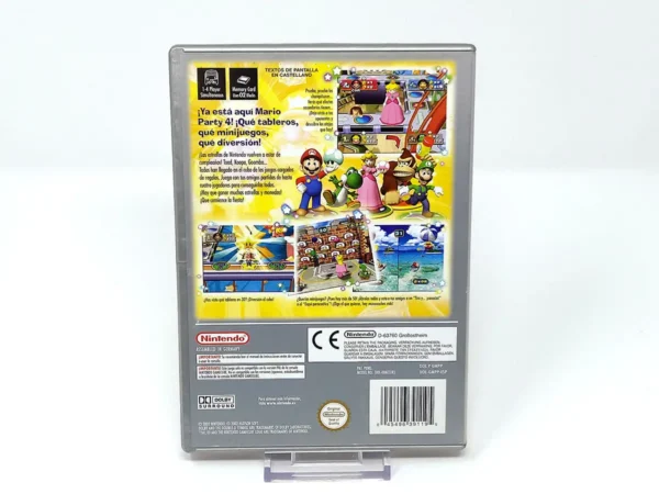 Parte trasera de Mario Party 4 (ESP) (Player's Choice) para Nintendo GameCube, edición PAL España
