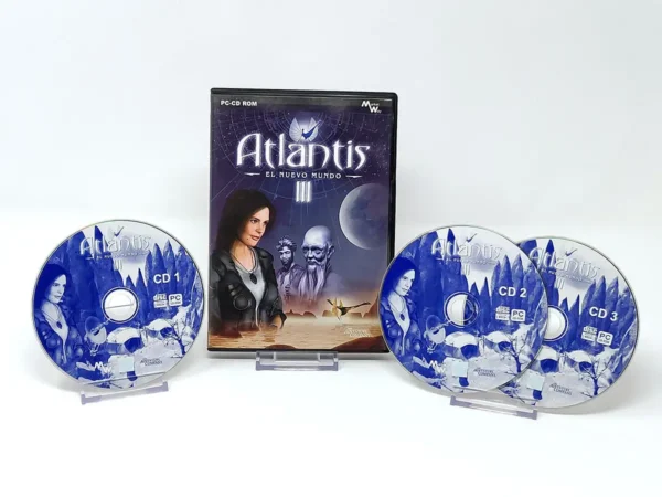 Interior del juego Atlantis III: El nuevo mundo (ESP) para PC con disco y manual