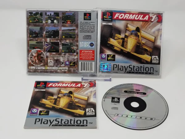 Interior del juego Formula 1 (ESP) (Platinum) para PlayStation 1 con disco y manual