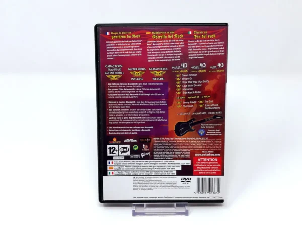 Parte trasera de Guitar Hero: Aerosmith (ESP) para PlayStation 2, edición PAL España