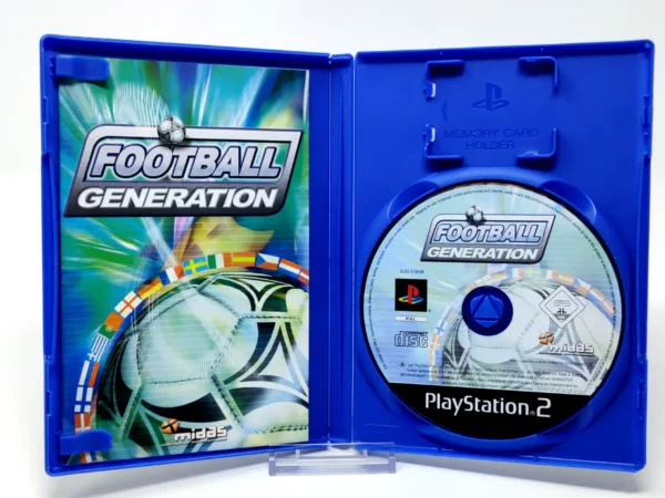 Interior del juego Football Generation (ESP) para PlayStation 2 con disco y manual