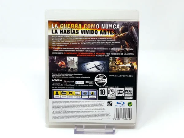 Parte trasera de Call of Duty: World at War (ESP) (v1) para PlayStation 3, edición PAL España