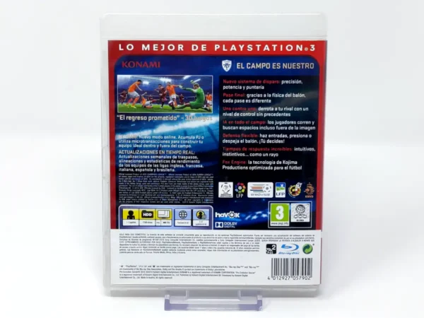 Parte trasera de PES 2015: Pro Evolution Soccer (ESP) (Essentials) para PlayStation 3, edición PAL España