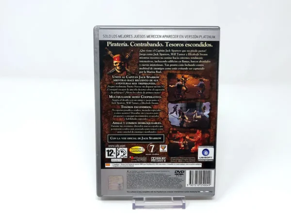 Parte trasera de Piratas del Caribe: La Leyenda de Jack Sparrow (ESP) (Platinum) (Rebajado) para PlayStation 2, edición PAL España