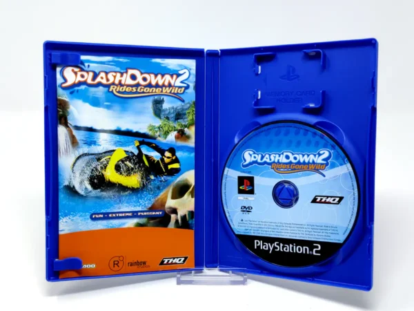 Interior del juego Splashdown 2: Rides Gone Wild (UK) para PlayStation 2 con disco y manual