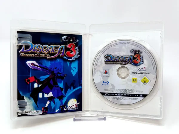 Interior del juego Disgaea 3: Absence of Justice (UK) para PlayStation 3 con disco y manual