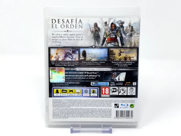 Parte trasera de Assassin's Creed IV: Black Flag (ESP) para PlayStation 3, edición PAL España