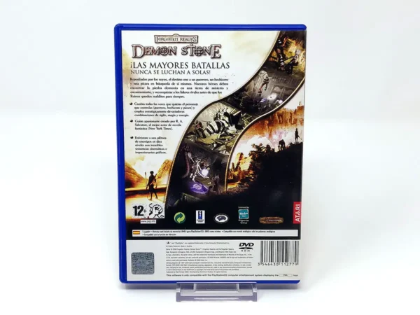Parte trasera de Forgotten Realms: Demon Stone (ESP) para PlayStation 2, edición PAL España