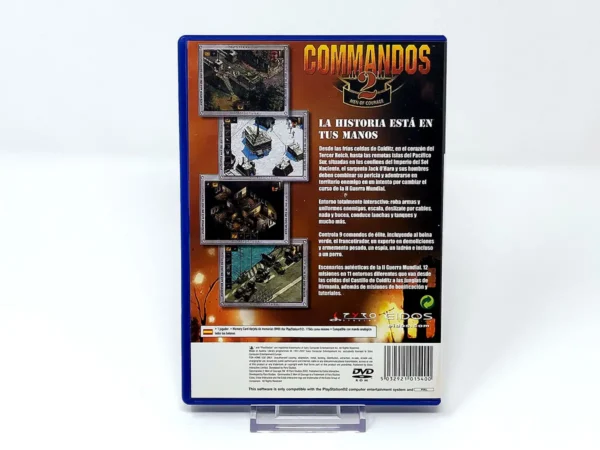 Parte trasera de Commandos 2: Men of Courage (ESP) (v1) para PlayStation 2, edición PAL España
