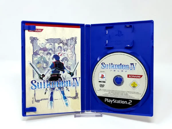 Interior del juego Suikoden IV (ESP) para PlayStation 2 con disco y manual