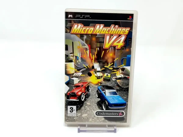 Portada de Micro Machines V4 (ESP) para PSP, edición PAL España, de segunda mano