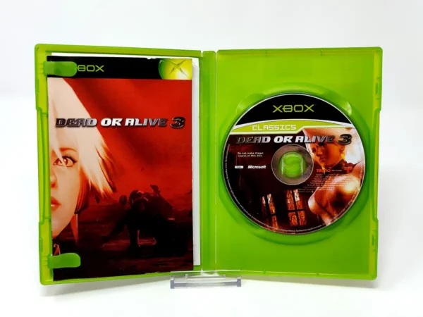 Interior del juego Dead or Alive 3 (UK) (Classics) para XBOX con disco y manual