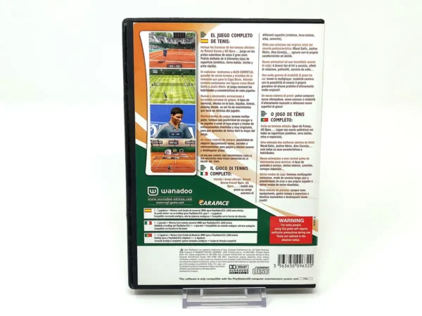 Parte trasera de Roland Garros French Open 2003 (ESP) (Rebajado) para PlayStation 2, edición PAL España