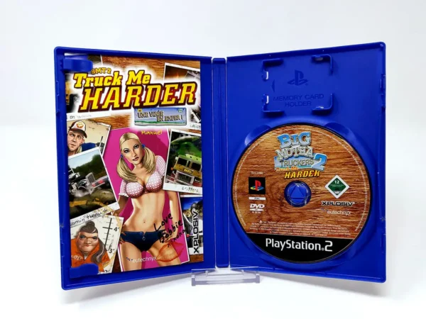 Interior del juego Big Mutha Truckers 2: Truck Me Harder (FRA) para PlayStation 2 con disco y manual