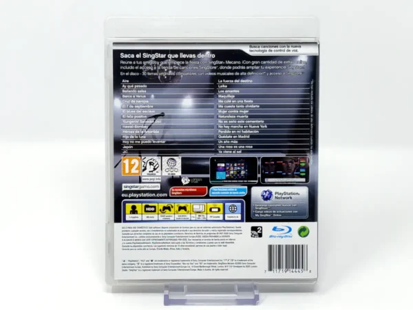 Parte trasera de SingStar Mecano (ESP) para PlayStation 3, edición PAL España