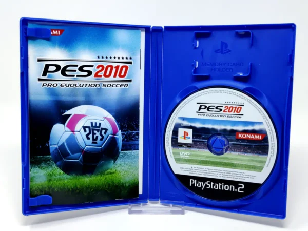Interior del juego PES 2010: Pro Evolution Soccer (ESP) para PlayStation 2 con disco y manual