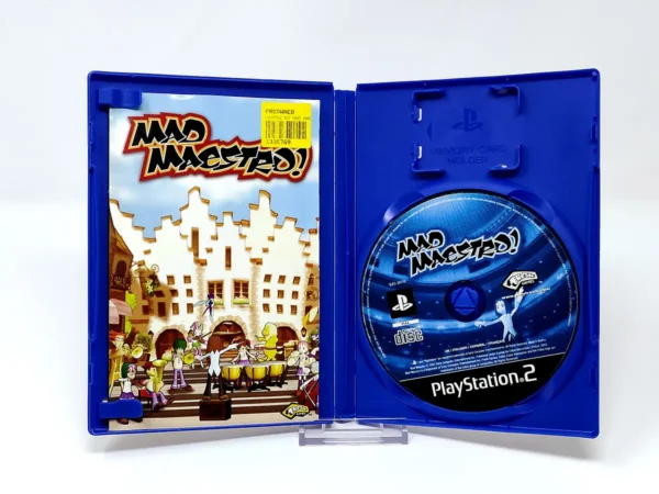 Interior del juego Mad Maestro! (ESP) para PlayStation 2 con disco y manual
