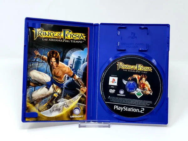 Interior del juego Prince of Persia: Las Arenas del Tiempo (ESP) para PlayStation 2 con disco y manual