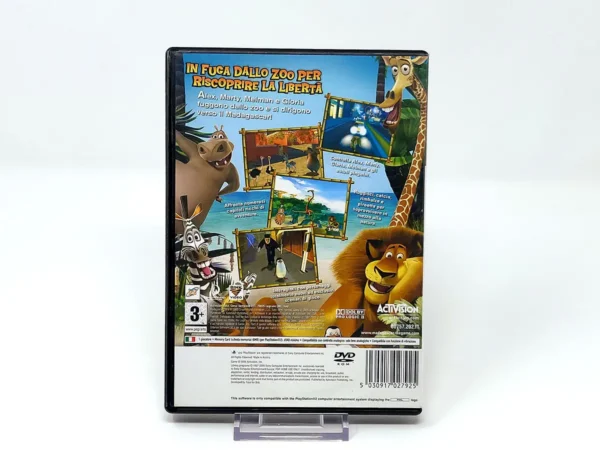 Parte trasera de Madagascar (ITA) para PlayStation 2, edición PAL Italia