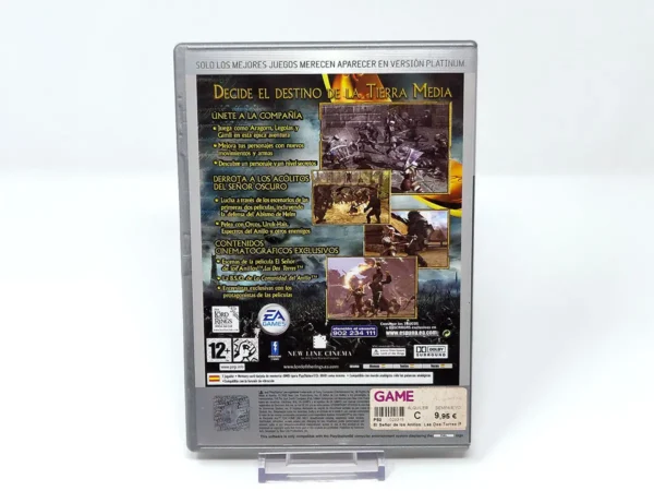 Parte trasera de El Señor de los Anillos: Las Dos Torres (ESP) (Platinum) (Rebajado) para PlayStation 2, edición PAL España