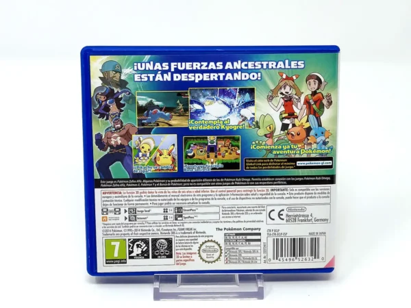 Parte trasera de Pokemon Zafiro Alfa (ESP) para Nintendo 3DS, edición PAL España