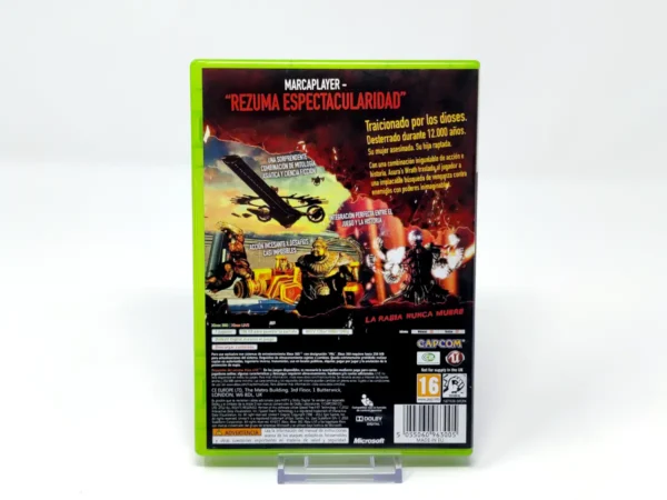 Parte trasera de Asura's Wrath (ESP) para XBOX 360, edición PAL España