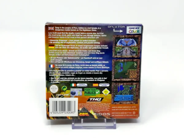 Parte trasera de Tomb Raider (ESP) para Nintendo Game Boy Color, edición PAL España