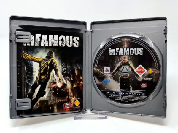 Interior del juego inFamous (ESP) (Platinum) para PlayStation 3 con disco y manual