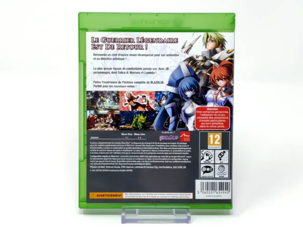 Parte trasera de BlazBlue: Chrono Phantasma Extend (FRA) para XBOX One / Series X/S, edición PAL Francia