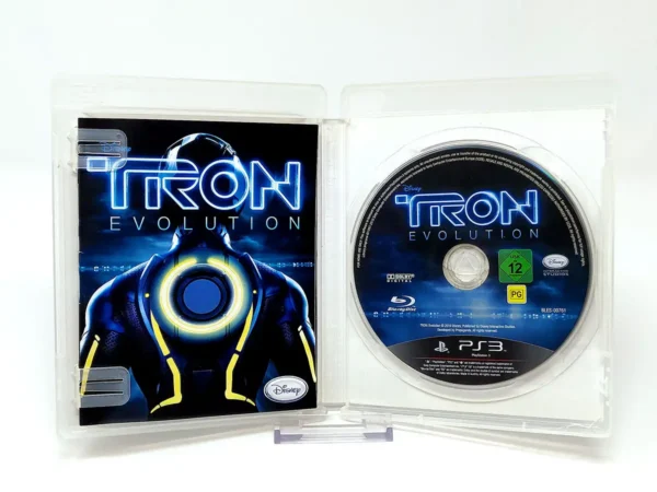 Interior del juego Disney TRON: Evolution (ESP) para PlayStation 3 con disco y manual