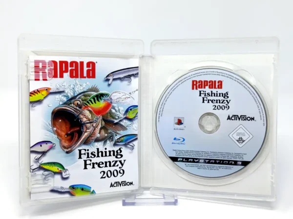 Interior del juego Rapala Fishing Frenzy 2009 (ESP) para PlayStation 3 con disco y manual