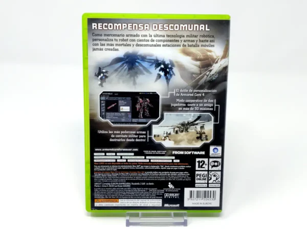 Parte trasera de Armored Core: For Answer (ESP) para XBOX 360, edición PAL España