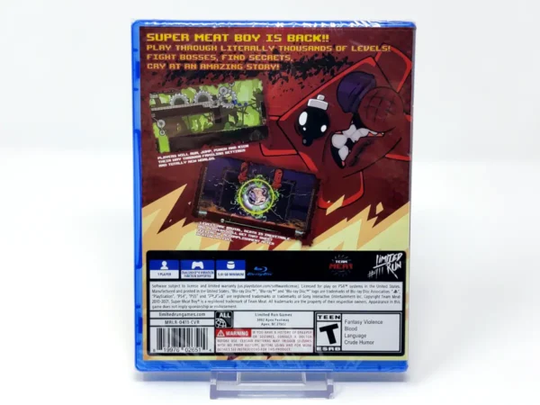 Parte trasera de Super Meat Boy Forever (USA) (Limited Run) (Precintado) para PlayStation 4, edición NTSC USA