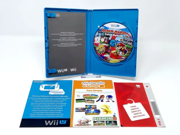 Interior del juego Paper Mario: Color Splash (ESP) para Nintendo Wii U con disco y manual