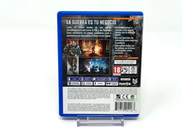 Parte trasera de Killzone: Mercenary (ESP) para PS Vita, edición PAL España