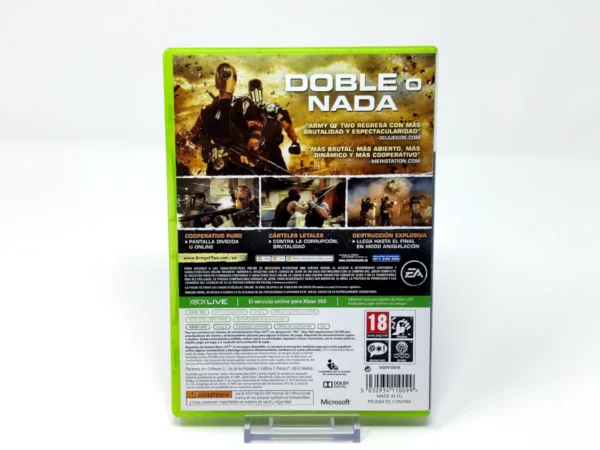 Parte trasera de Army of Two: The Devil's Cartel (ESP) para XBOX 360, edición PAL España