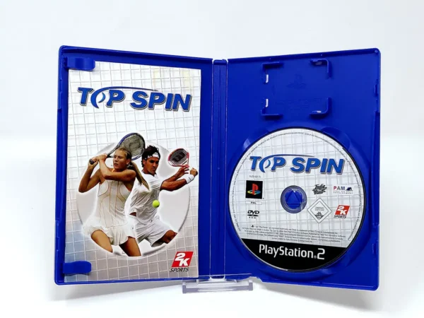 Interior del juego Top Spin (FRA) para PlayStation 2 con disco y manual